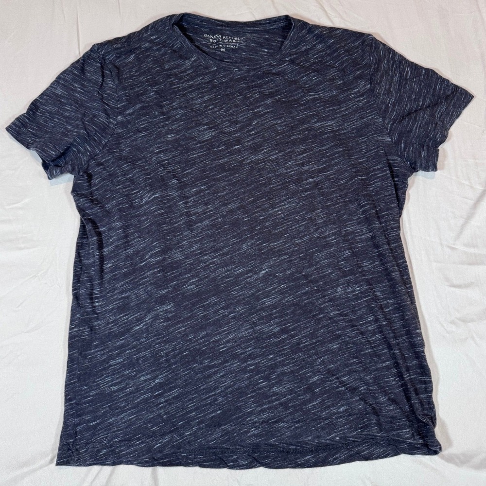 Banana Republic Soft Wash T-Shirt M Charcoal Slub Textured Crew Neck
